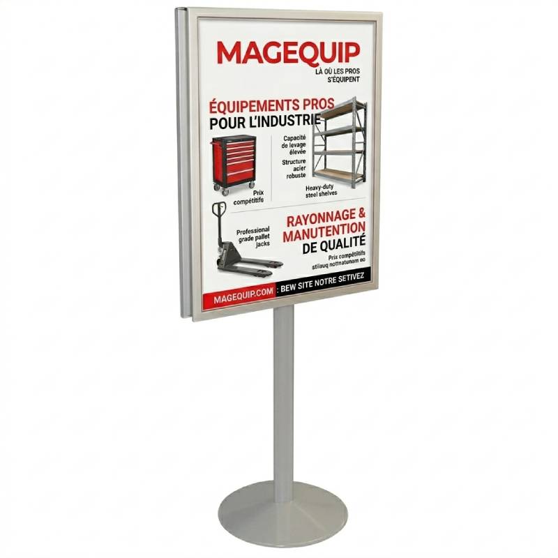 Panneau porte-affiche intérieur sur pied 80 X 60 cm - Gris clair