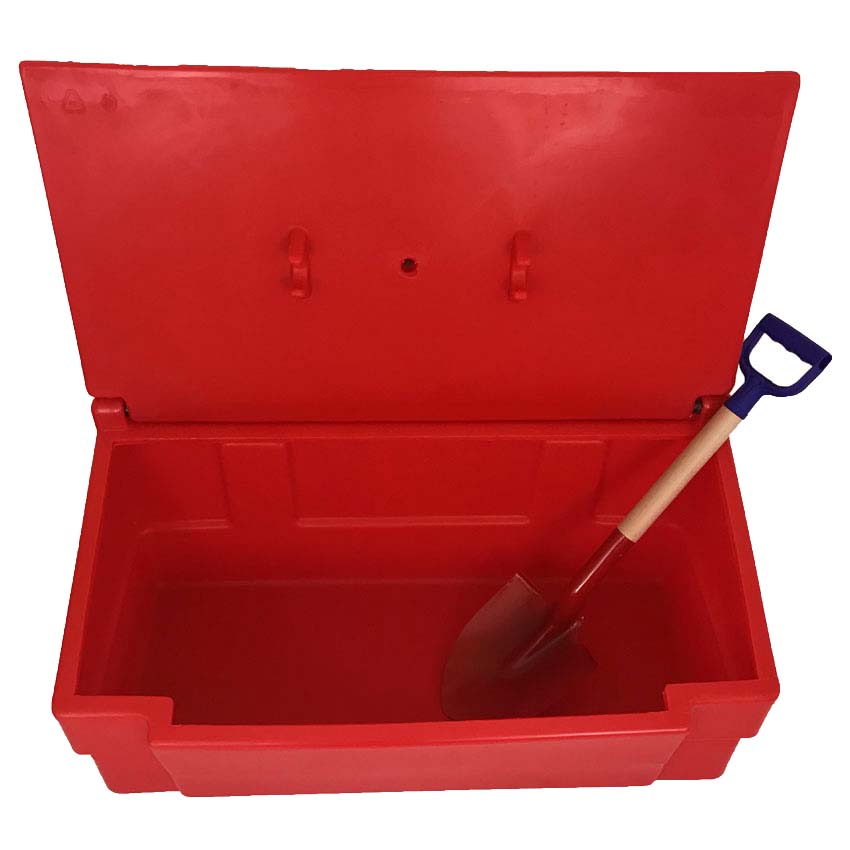 Bac sel ou sable PEHD 200L + pelle - Rouge