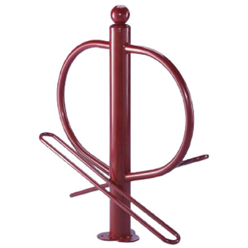 Potelet accroche 2 vélos - Sur platine - Rouge RAL 3005