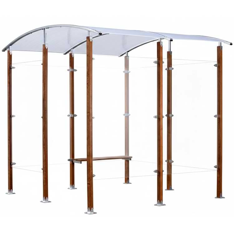 Abri fumeurs bois et acier - Version murale 6 m²