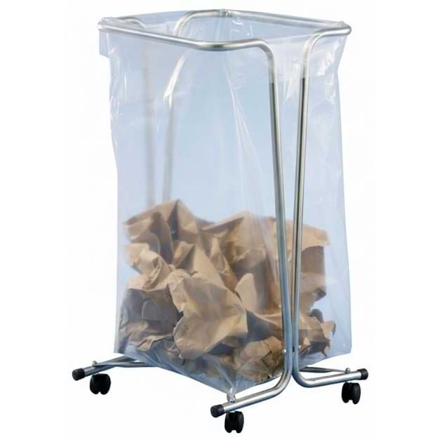 Support sac poubelle métal zingué 110L sur roulettes - Zingué