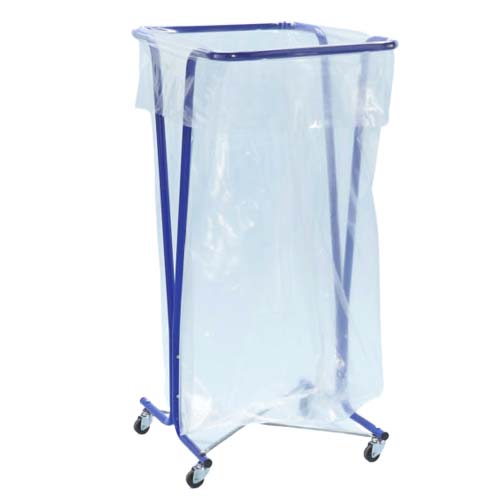 Support sac poubelle 400L sur roulettes - Bleu