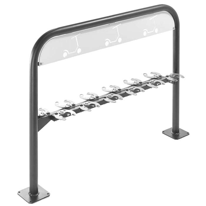 Rack range-trottinettes sur pieds - 12 places face à face