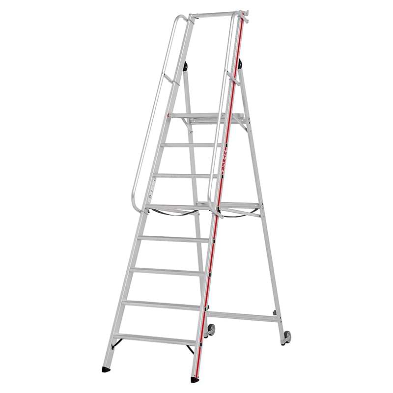 Escabeau rayonnage main-courante - 8 marches