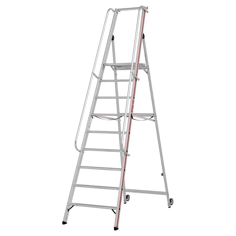 Escabeau rayonnage main-courante - 9 marches