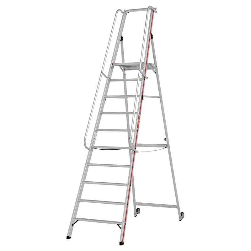 Escabeau rayonnage main-courante - 10 marches