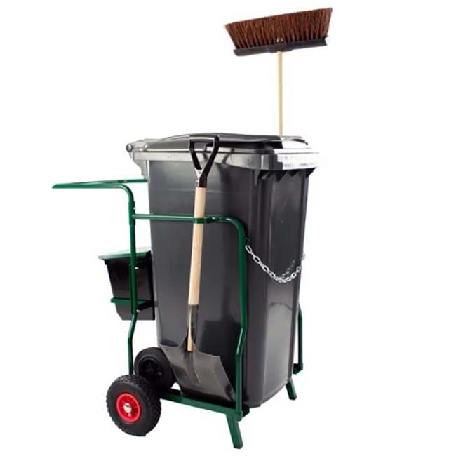 Chariot cantonnier équipé - Bac 240L + Accessoires pelle et balai