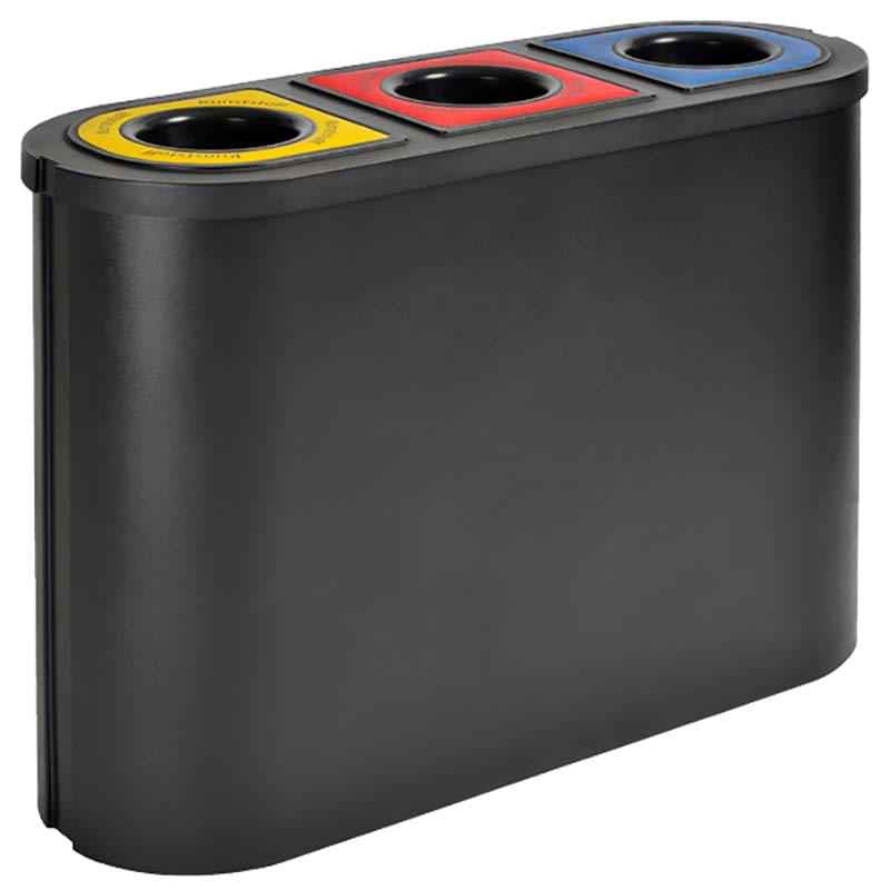 Poubelle tri-sélectif 3 flux 135L - Noir
