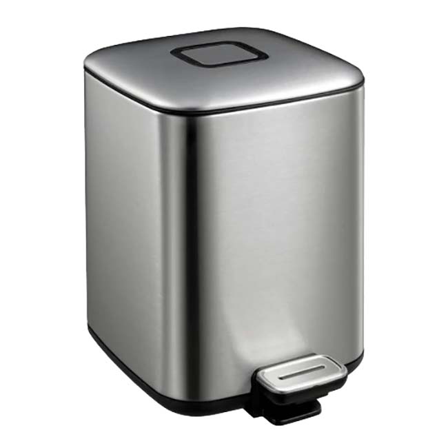 Poubelle sanitaire carrée à pédale 6L - Inox
