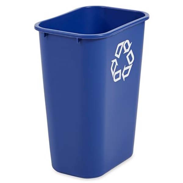Corbeille recyclage Rubbermaid 39L - Bleu + symbole recyclage