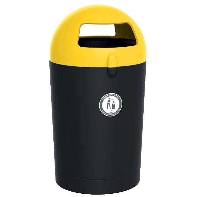 Poubelle MDPE Dome 100L - Noir / Jaune