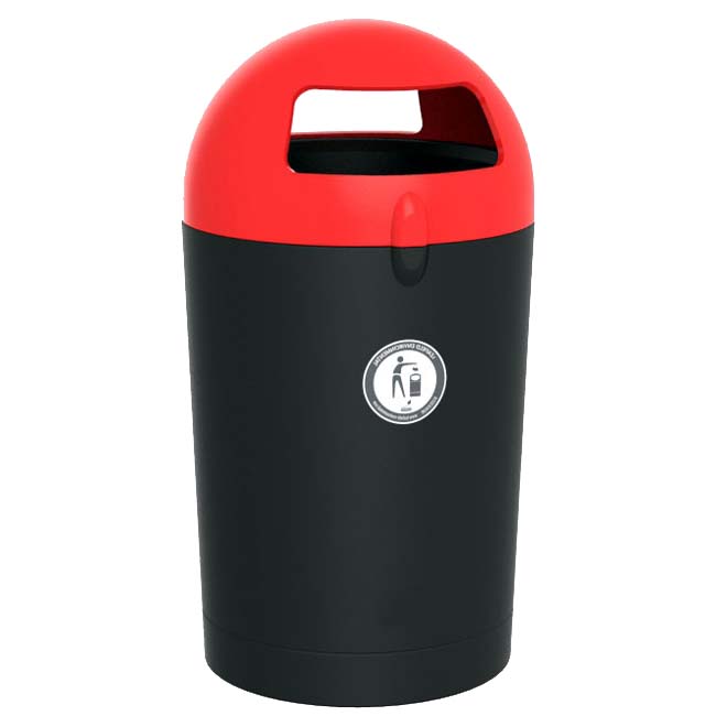Poubelle MDPE Dome 100L - Noir / Rouge