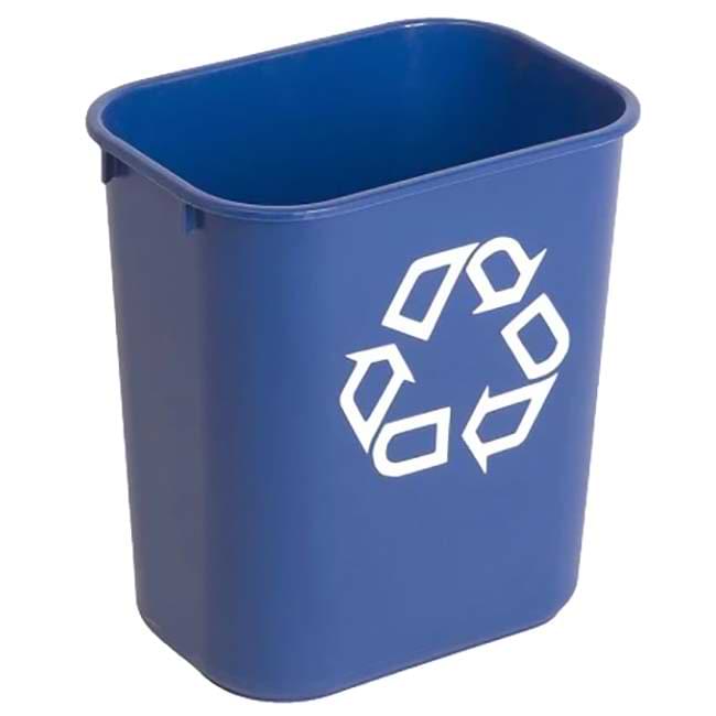 Corbeille recyclage Rubbermaid 26L bleue avec symbole recyclage – tri sélectif bureau
