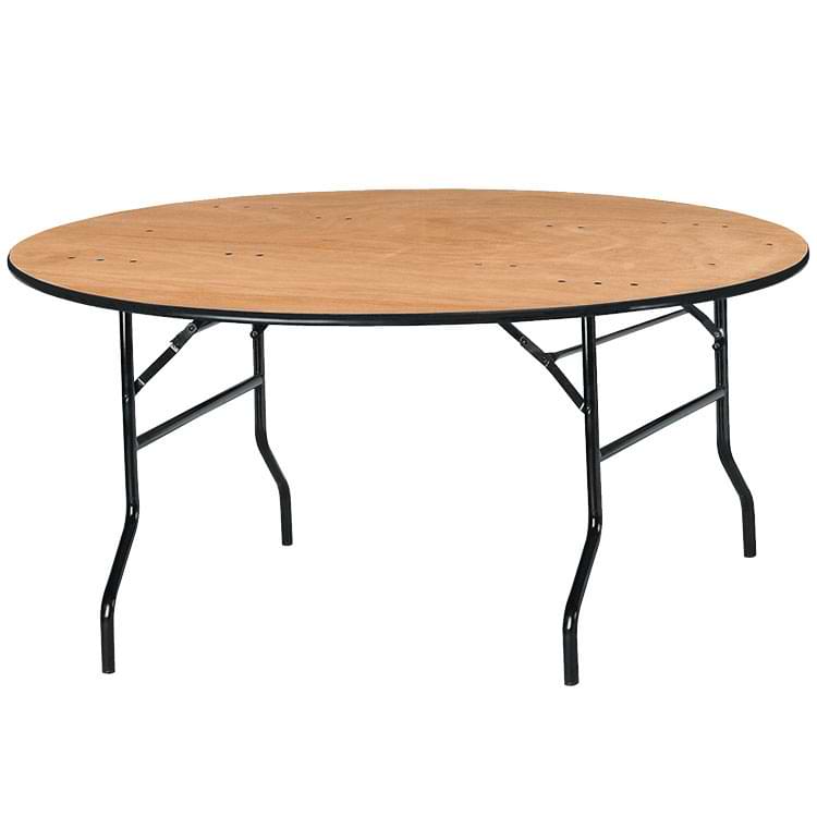 Table ronde pliante plateau bois - D. 152 cm