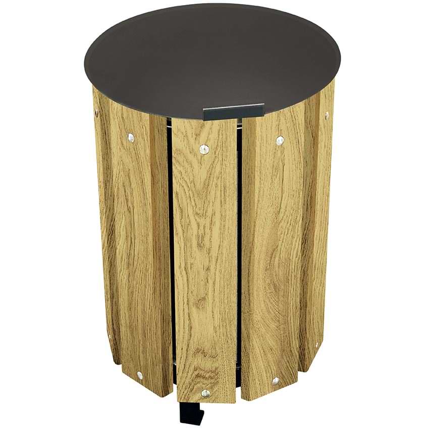 Corbeille Sète 48L - Lames bois autoclave avec couvercle