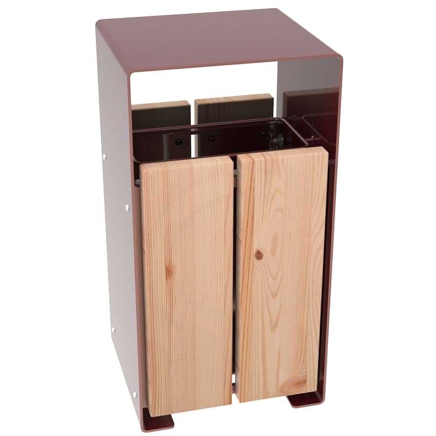 Poubelle acier et bois Rouillac - Jaune