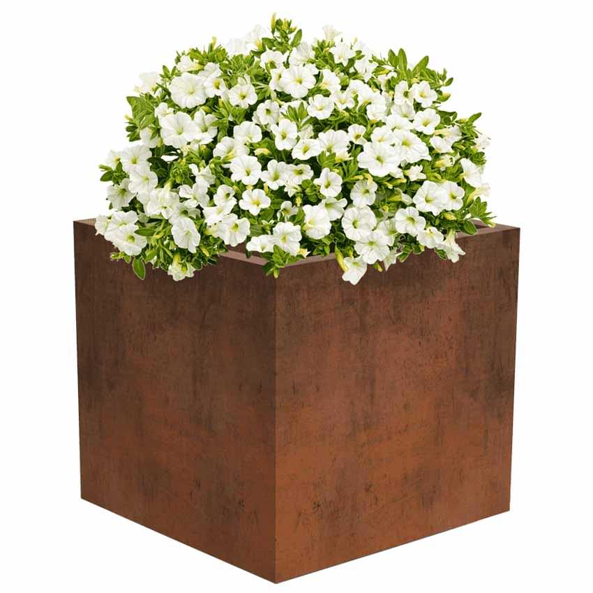 Jardinière carrée acier Corten - H. 750 X P. 750 X L. 750 mm