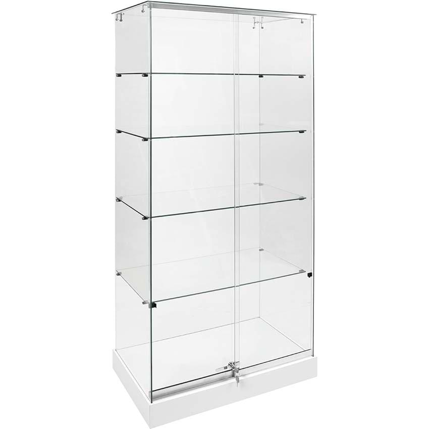 Vitrine d'exposition L. 800 mm - Socle blanc