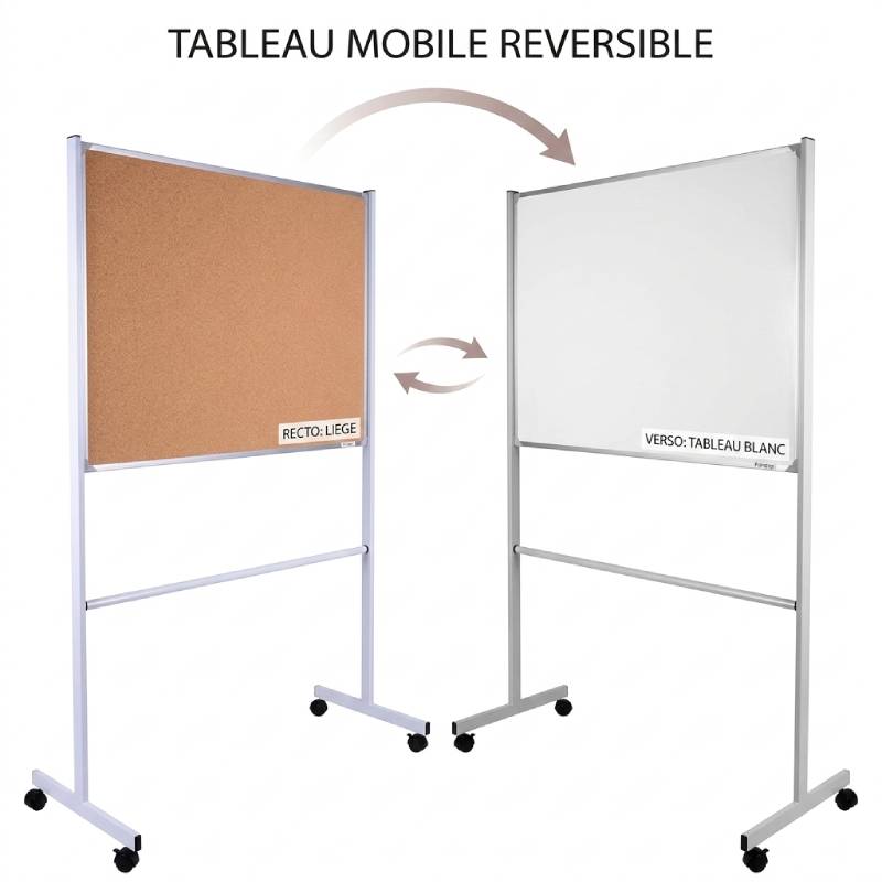 Tableau mobile - Mixte liège / blanc laqué - H. 90 X L. 180 cm
