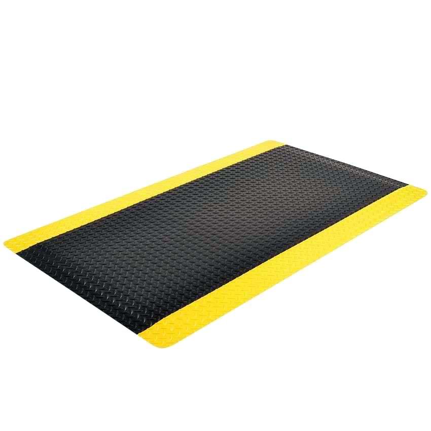 Tapis anti-fatigue Noir - Bordures jaunes - 60 X 91 cm