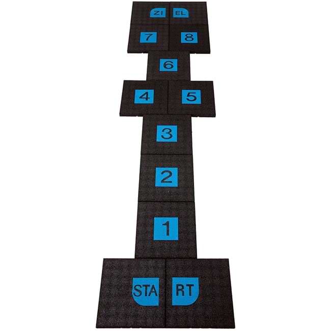 Jeu La Marelle en 12 dalles 50 X 50 cm - Dalles Noir / Chiffres Bleu