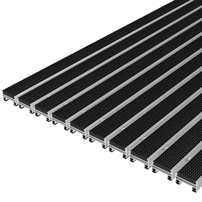 Tapis extérieur caoutchouc structure aluminium H. 17 mm (Prix au m²)