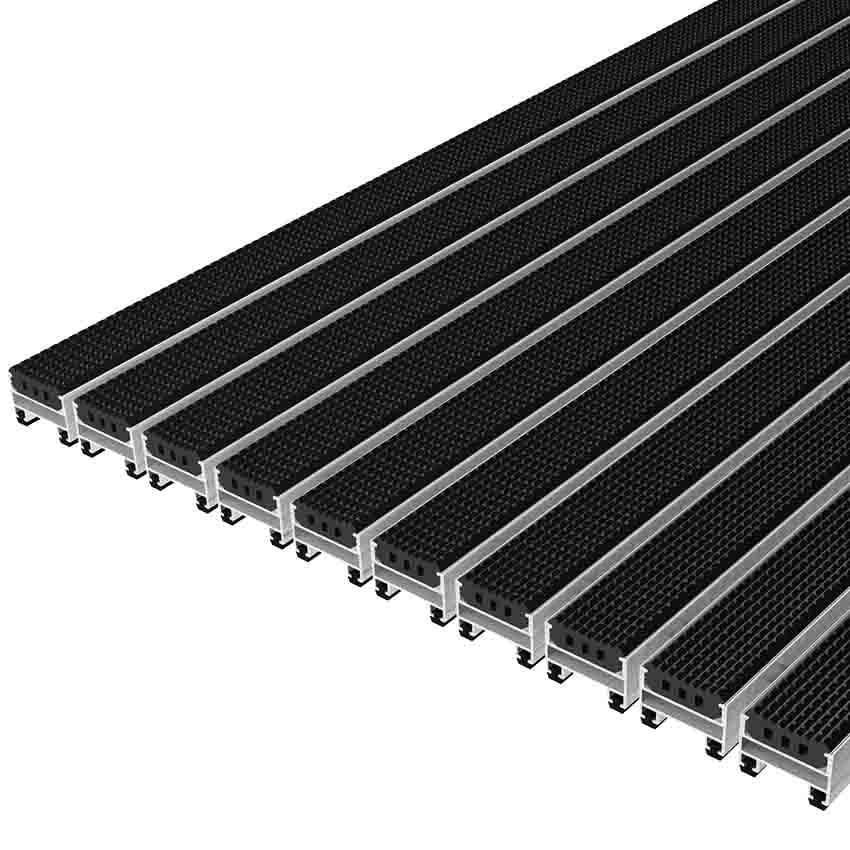 Tapis extérieur caoutchouc structure aluminium H. 22 mm (Prix au m²)