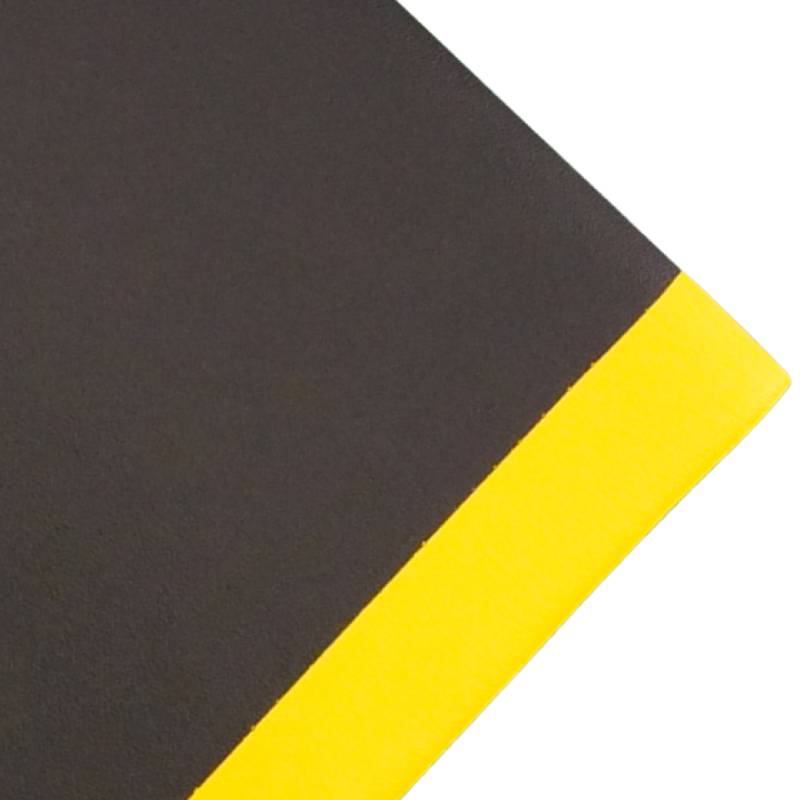 Tapis anti-fatigue Confort+ - Noir - Bordures jaunes - Largeur 91 cm au ml
