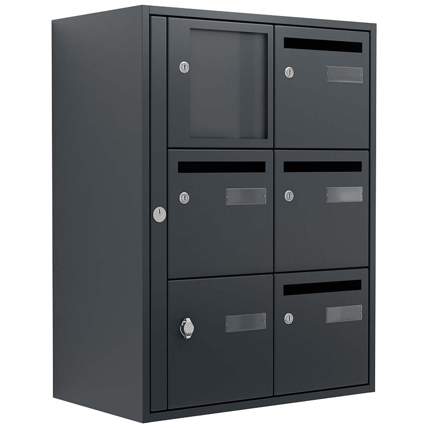 BAL Bristol : 2 colonnes X 3 cases Gris anthracite RAL 7016 + Option tableau d'affichage