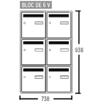 Bloc BAL Oméga - 2 colonnes X 3 cases (B6)