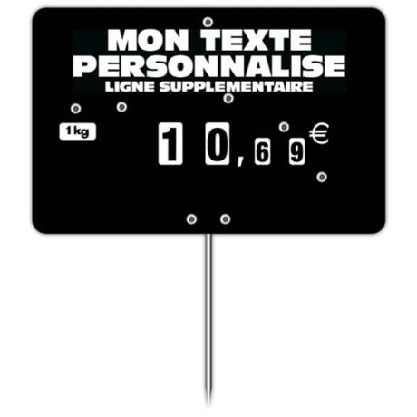 Etiquette pique-prix noire à texte