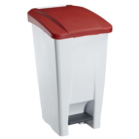 Poubelle à pédale 60L - Couvercle Rouge