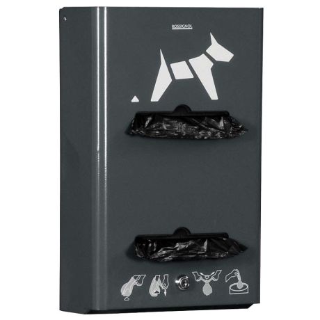 Distributeur de sachets hygiène canine 2 flux - Gris anthracite