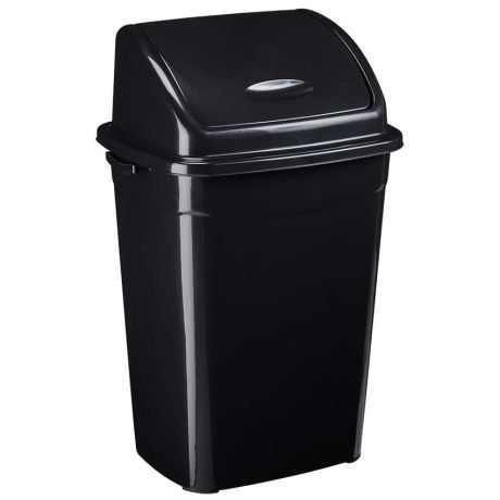 Poubelle plastique recyclé noire à couvercle basculant 35L