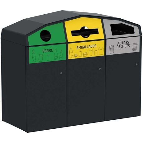 Poubelle Tri Selectif 3 Bac - Déchets et Recyclage - Poubelle