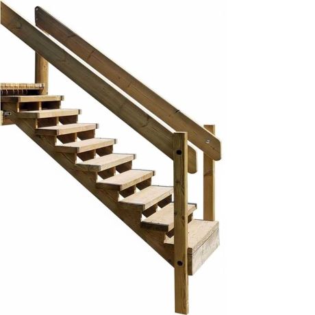 Option : Escalier bois autoclave H. 170 cm - Hauteur 1ère marche 60 cm