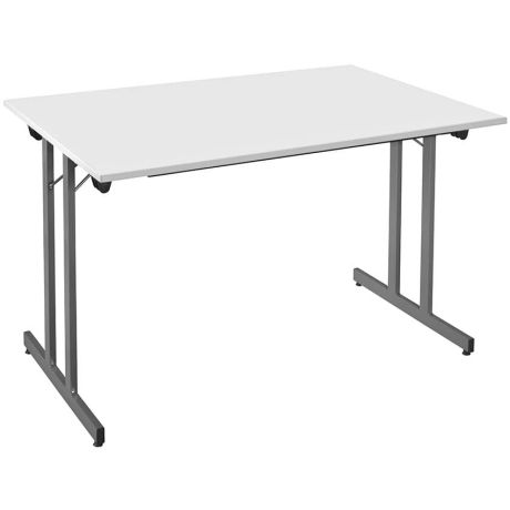 Table pliante - 140 x 80 cm - plateau gris - pied noir