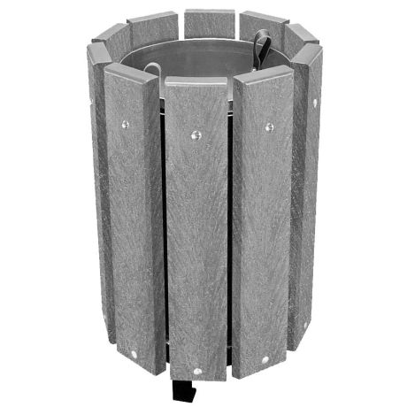Poubelle matière recyclée lames grises