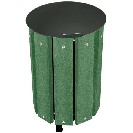 Poubelle matière recyclée lames vert + couvercle