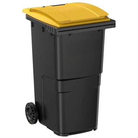Conteneur à déchets 240 L - Cuve grise - Couvercle jaune
