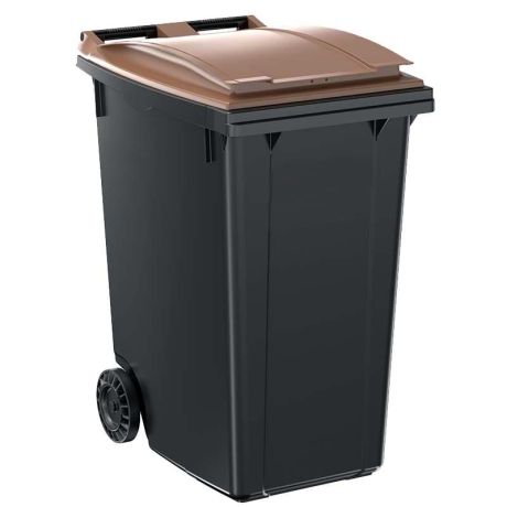 Conteneur à déchet 360 litres - Cuve grise - Couvercle marron