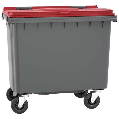 CONTENEUR POUBELLE PLASTIQUE TRI SELECTIF 2 ROUES GRIS/JAUNE 120 LITRES