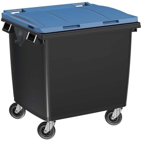 Conteneur à déchets 1000 litres - Cuve grise - Couvercle bleu