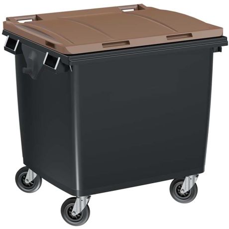 Conteneur à déchets 1000 litres - Cuve grise - Couvercle marron