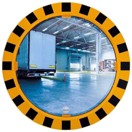 Miroir industrie cadre jaune et noir rond
