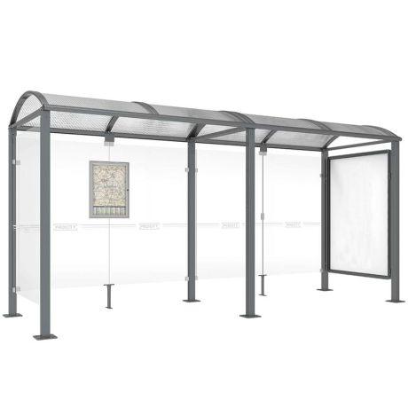 Station bus avec 1 bardage latéral + 1 vitrine d'affichage grand modèle