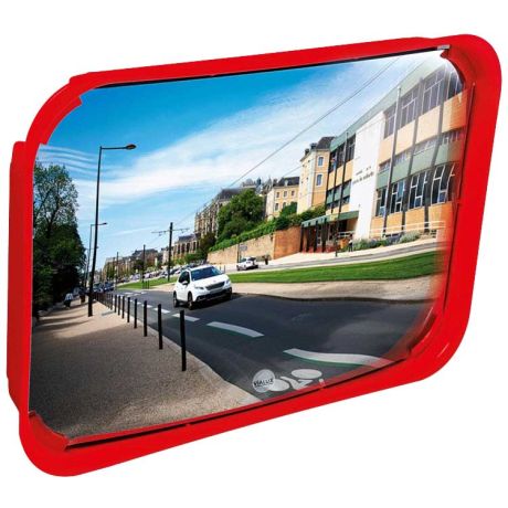 Miroir multi-usages cadre rouge - Rectangulaire