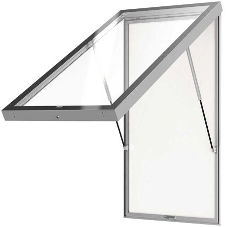 Vitrine avec porte à levante à vérins