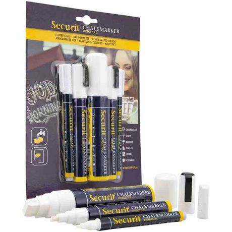 5 marqueurs blanc Securit