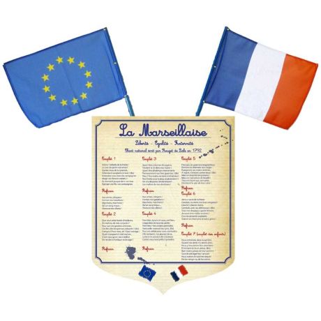 Pack Loi école Blanquer - Ecusson + Drapeaux France & Europe Pack Loi école Blanquer - Ecusson + Drapeaux France & Europe